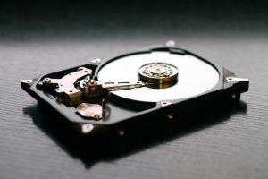 close up of hard drive